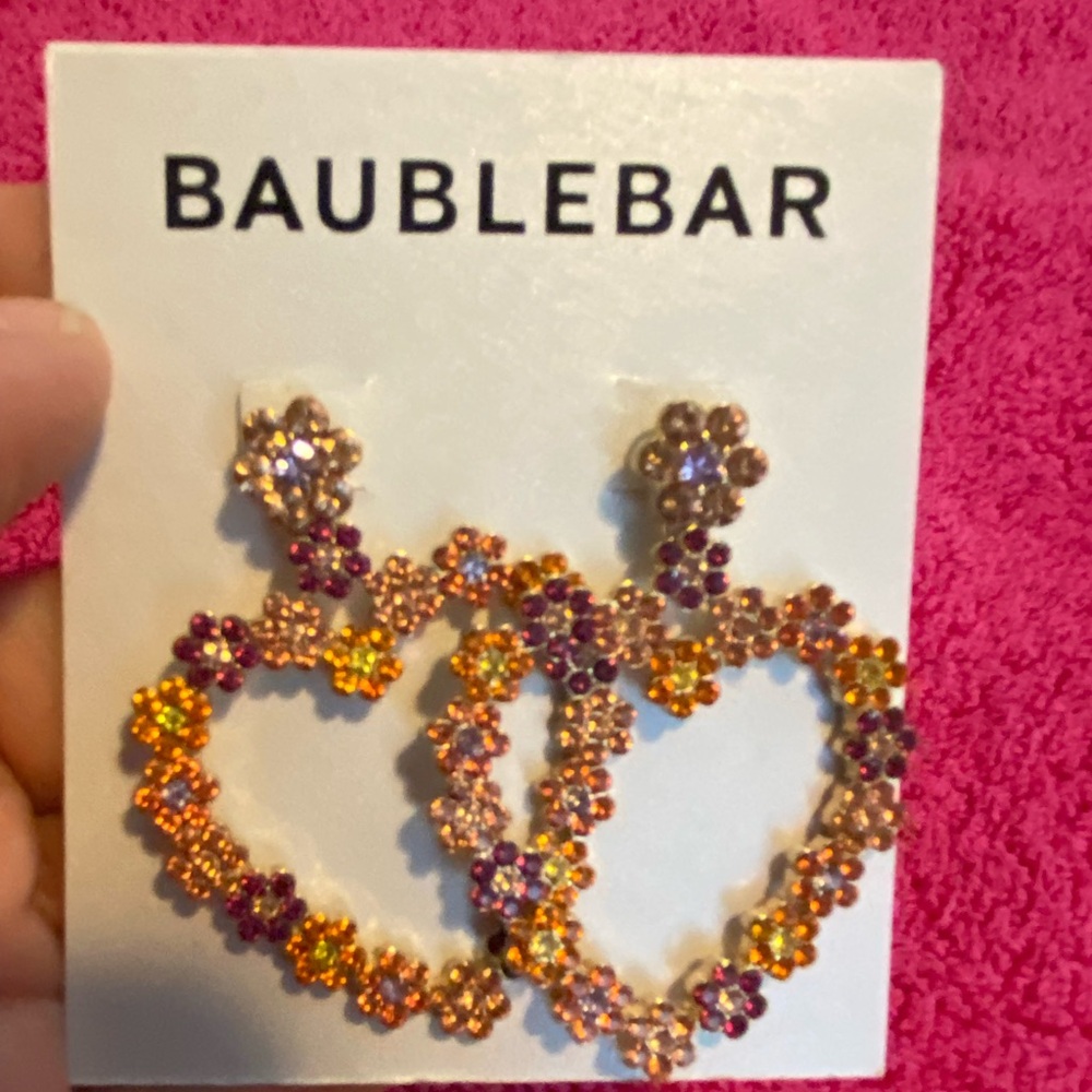 BaubleBar Orange and Pink Heart Earrings